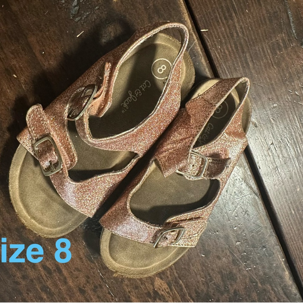 Cat & Jack Rose Gold Glitter Adjustable Strap Sandals
